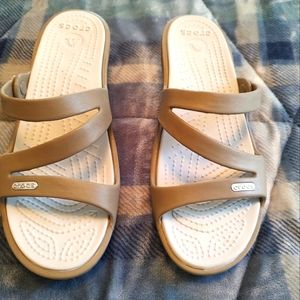Crocs tan sandals size 8